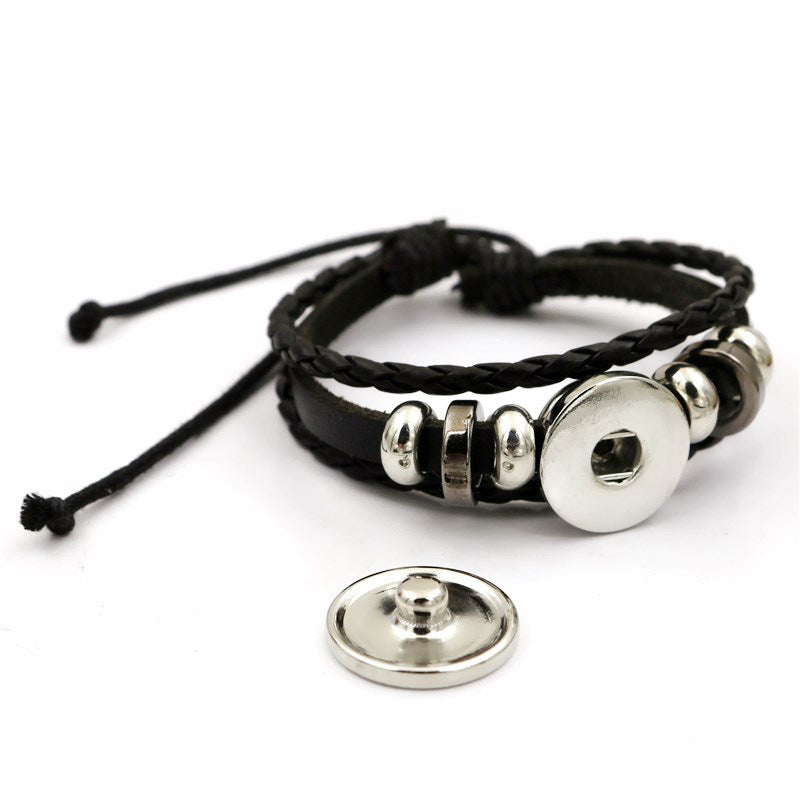 Doce de la constelación al por mayor brillo de piedra en la oscura pulsera de cuero con cuentas tejidas a mano